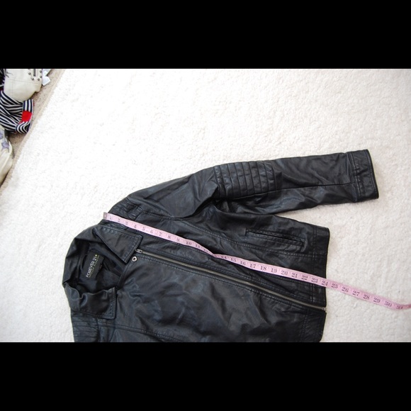 Forever 21 Black Faux Leather Moto Jacket 2X - Picture 4 of 6